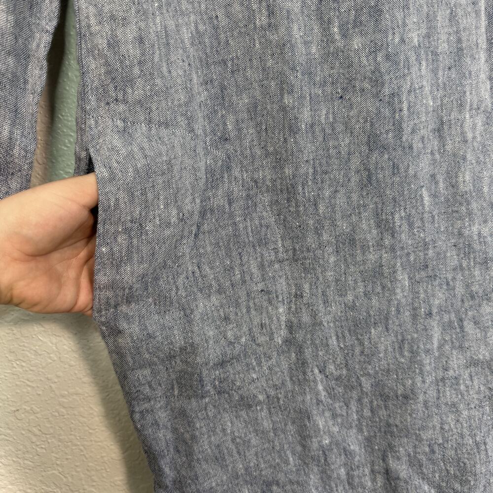 Farmhouse Pottery Dress Womens Small Linen Collared ShirtDress Pockets Blue - Picture 7 of 12